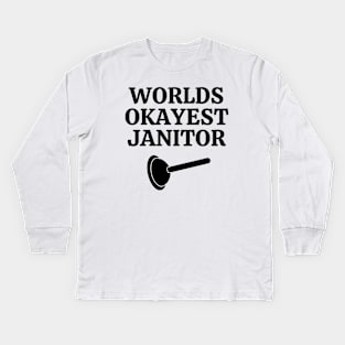 World okayest janitor Kids Long Sleeve T-Shirt